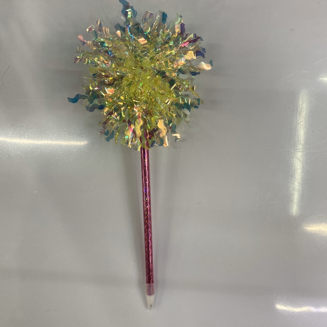 金色彩虹雨丝配亮杆圆珠笔