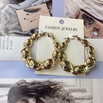 Internet explosion integral continuous geometric cross metal earring girl