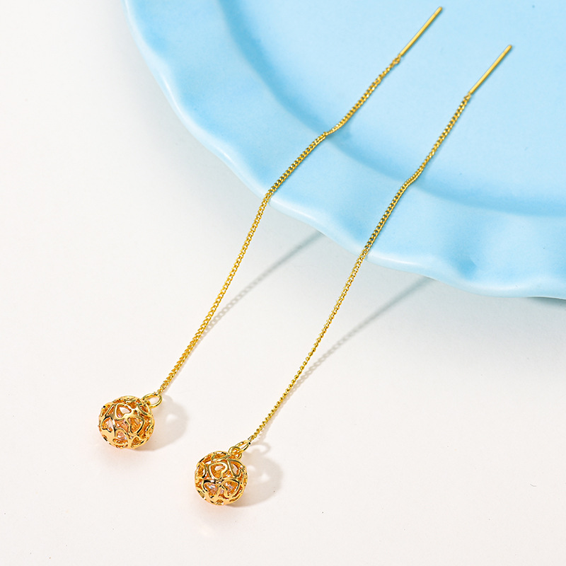 2021 Live-streaming bestseller 925 Silver Needle Gold-plated Zircon Ear Thread Women's Niche Simple Earrings, fashionable earrings wholesale 1