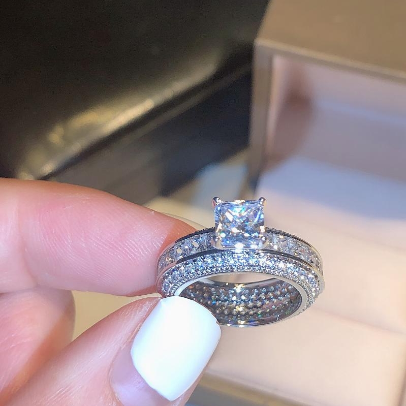 Europe and the United States super bright high-grade fashion temperament light luxury set diamond T diamond zircon ring thumbnail