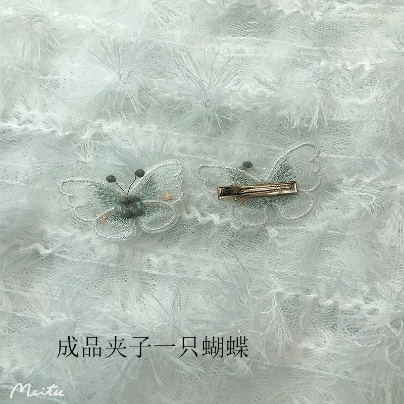 The ethereal charm that has flown in ~ Purple-gray crystal bow hair clip, the same style as Zhou Yangqing's ducktail clip and side bangs clip hair accessory details Picture