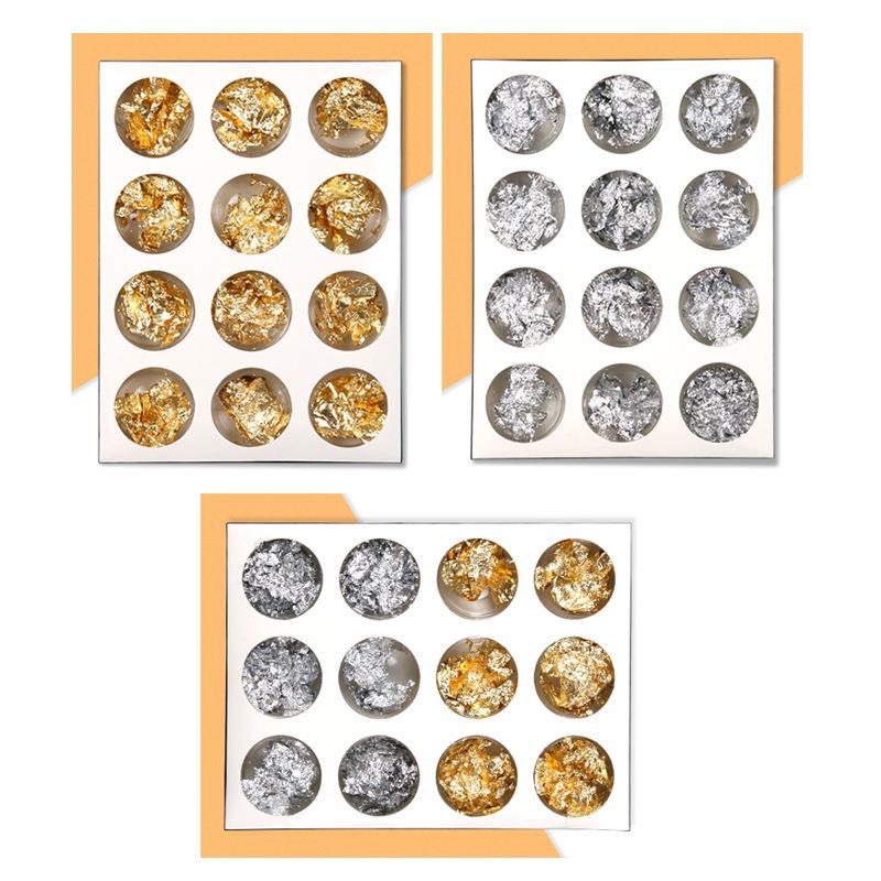 Nail art accessories, gold and silver foil paper, tin foil fragments, irregular gold and silver foil paper, nail stickers, DIY decorative items