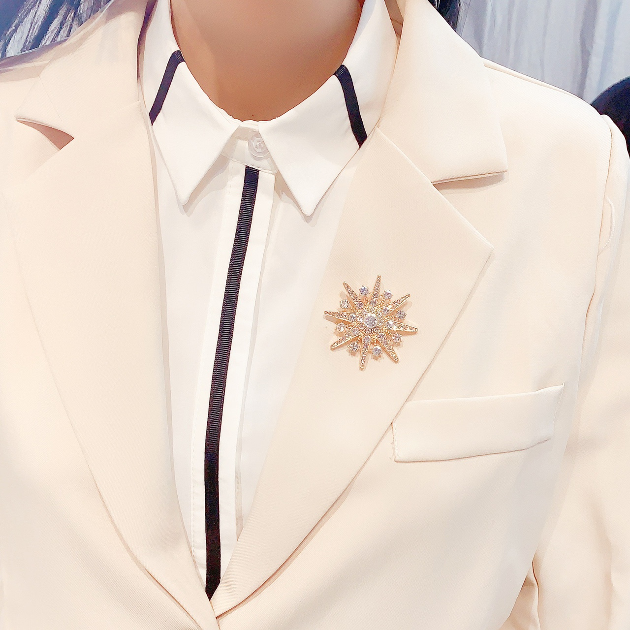 怡慕跨境8角盲星星合金配饰厂家现货饰品服饰胸花新款韩版胸针 