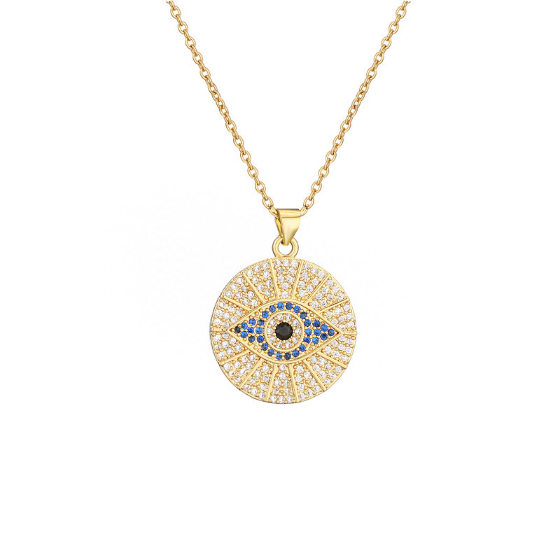 A popular cross-border new product in Europe and America, the copper micro-inlaid Devil's Eye necklace for women, plated with real gold detail image 5