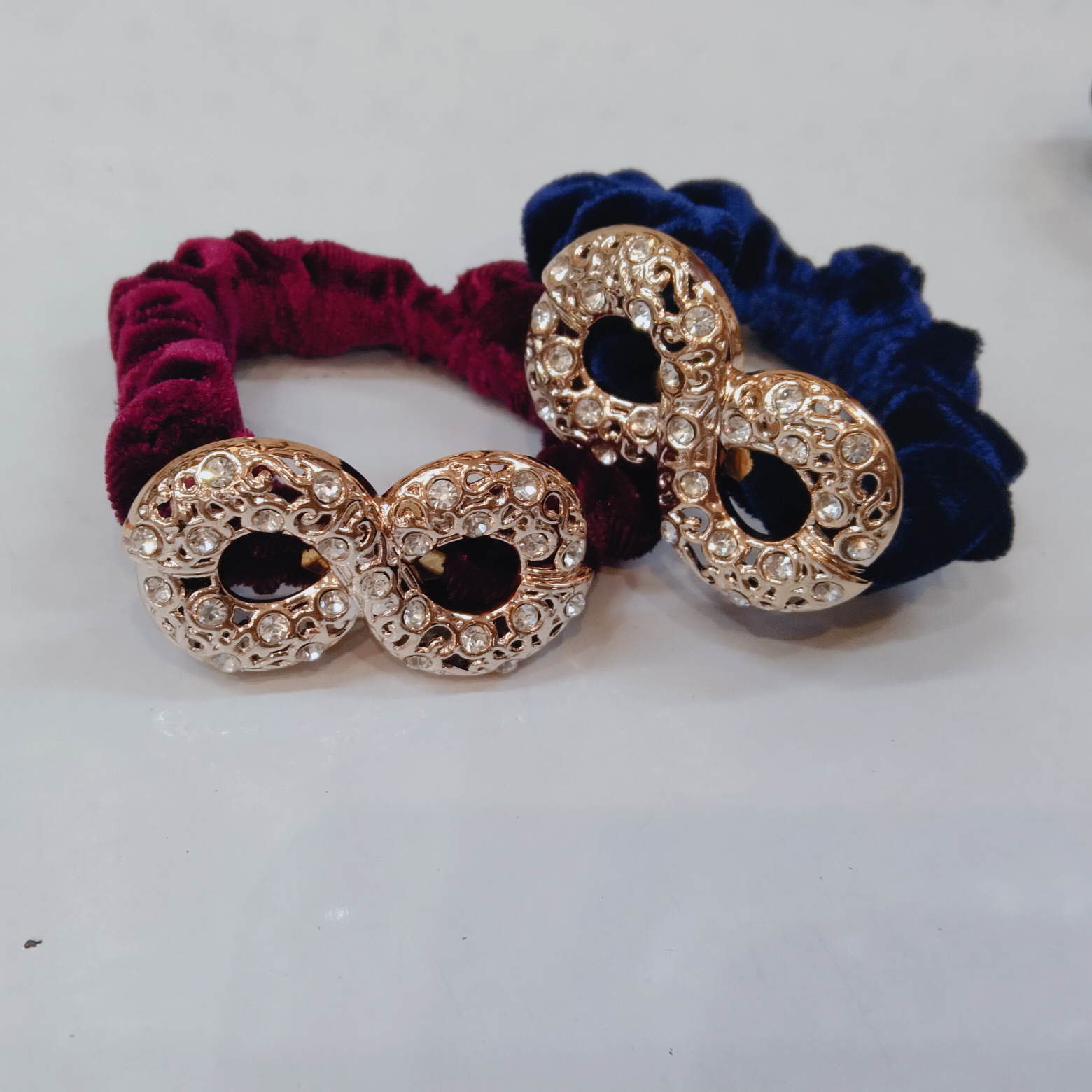 绒布头扎镀金8字带钻批发外贸出口厂家直销