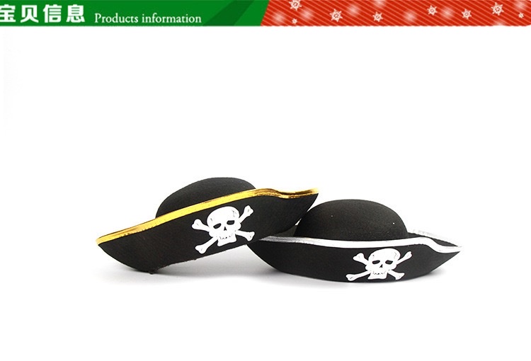 Halloween pirate hat, masquerade ball, party, performance props, Caribbean pirate captain, pirate headwear details Picture