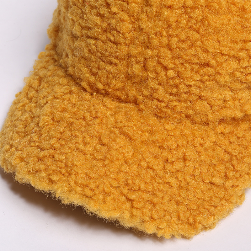 South Korea Instagram Lamb Velvet Cap Children Big Face Wide Eaves Winter Korean Version Of Fashion All Thick Ball Ball Cap undefined