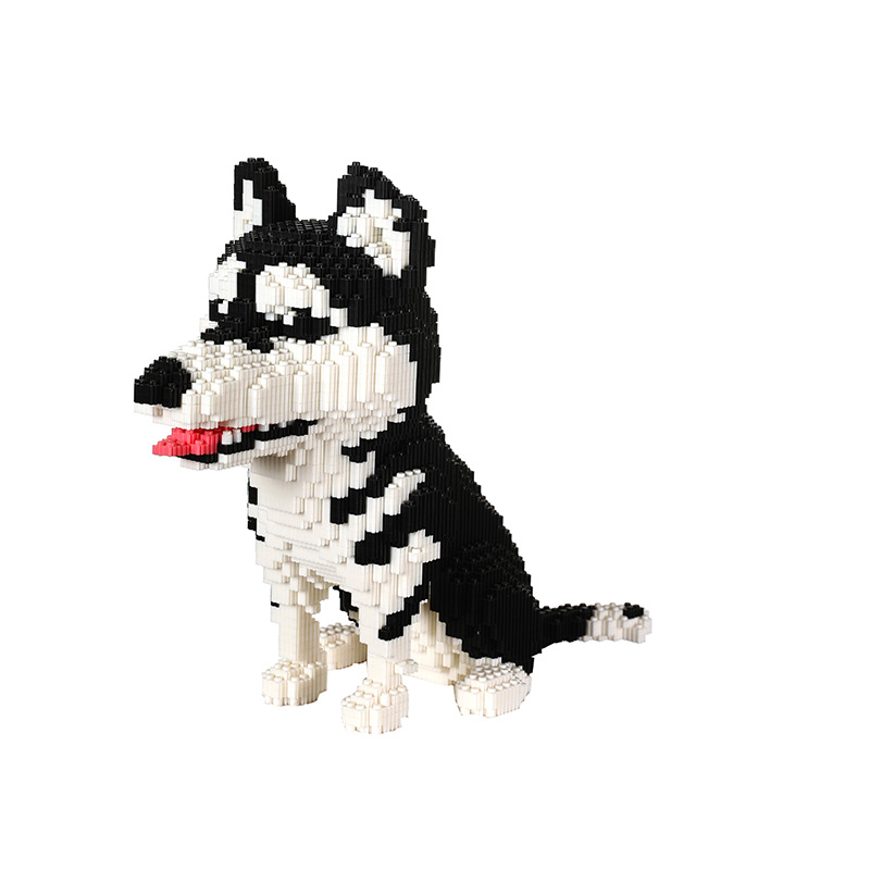 The large-sized husky is compatible with Lego bricks