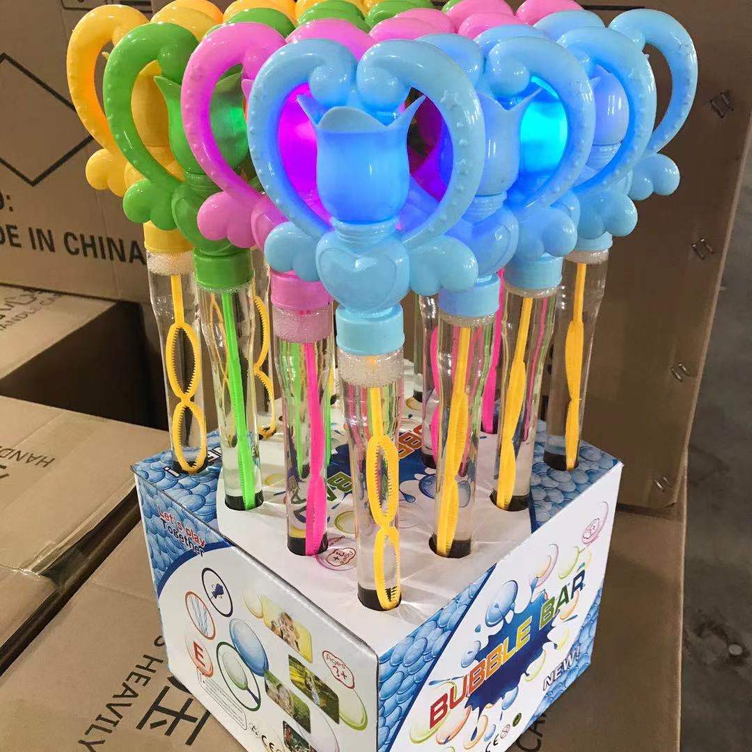 Wholesale of rose heart sparkling bubble water, bubble water blowing bubble sticks toys details Picture