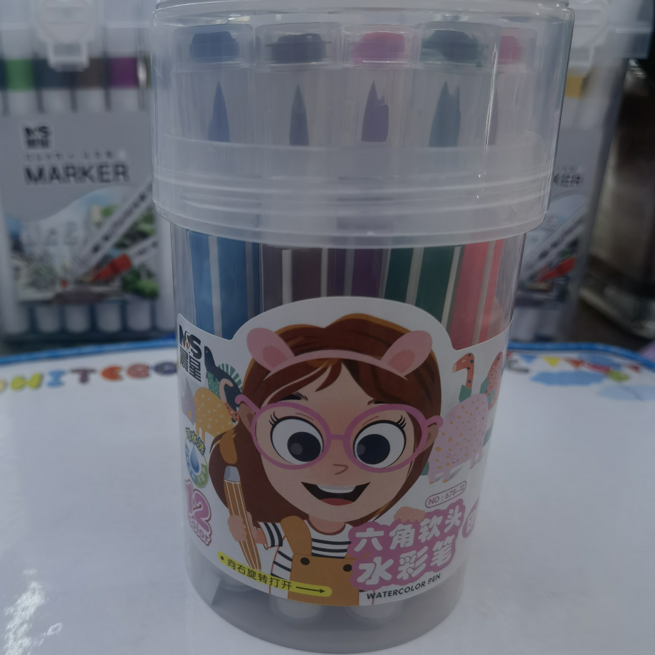 Morning Star Hex Soft Head Watercolor Pen 12 Colors