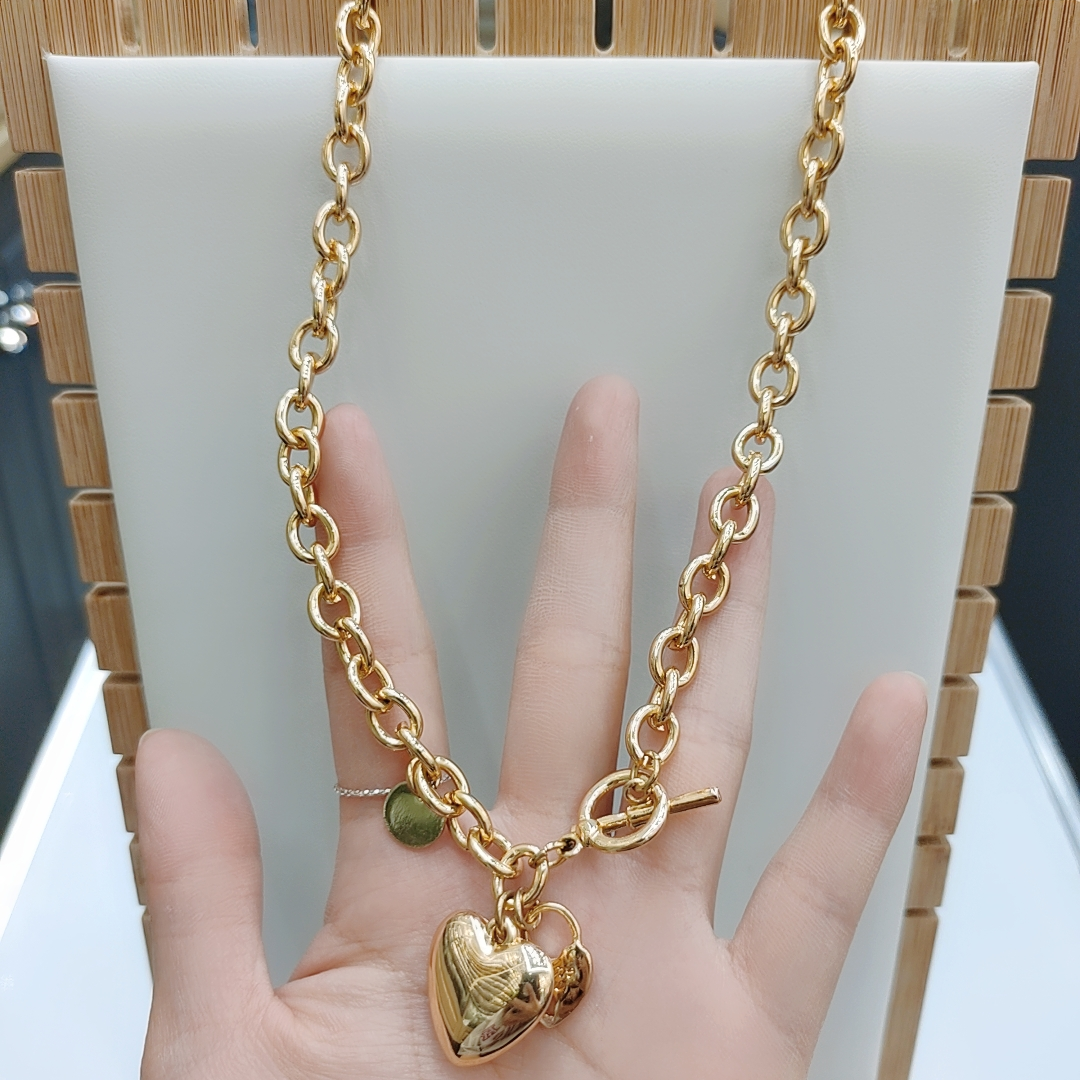 Jade Bead -010 Chain Necklace for Women, new trendy golden decorative chain, collarbone sweater chain accessory Jade Bead -010