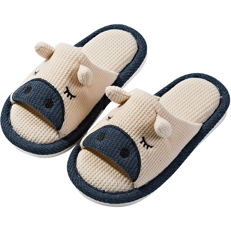 Little Deer Mili Children's Slippers, new calf linen slippers, baby home soft-soled anti-slip cartoon slippers Application Scenario