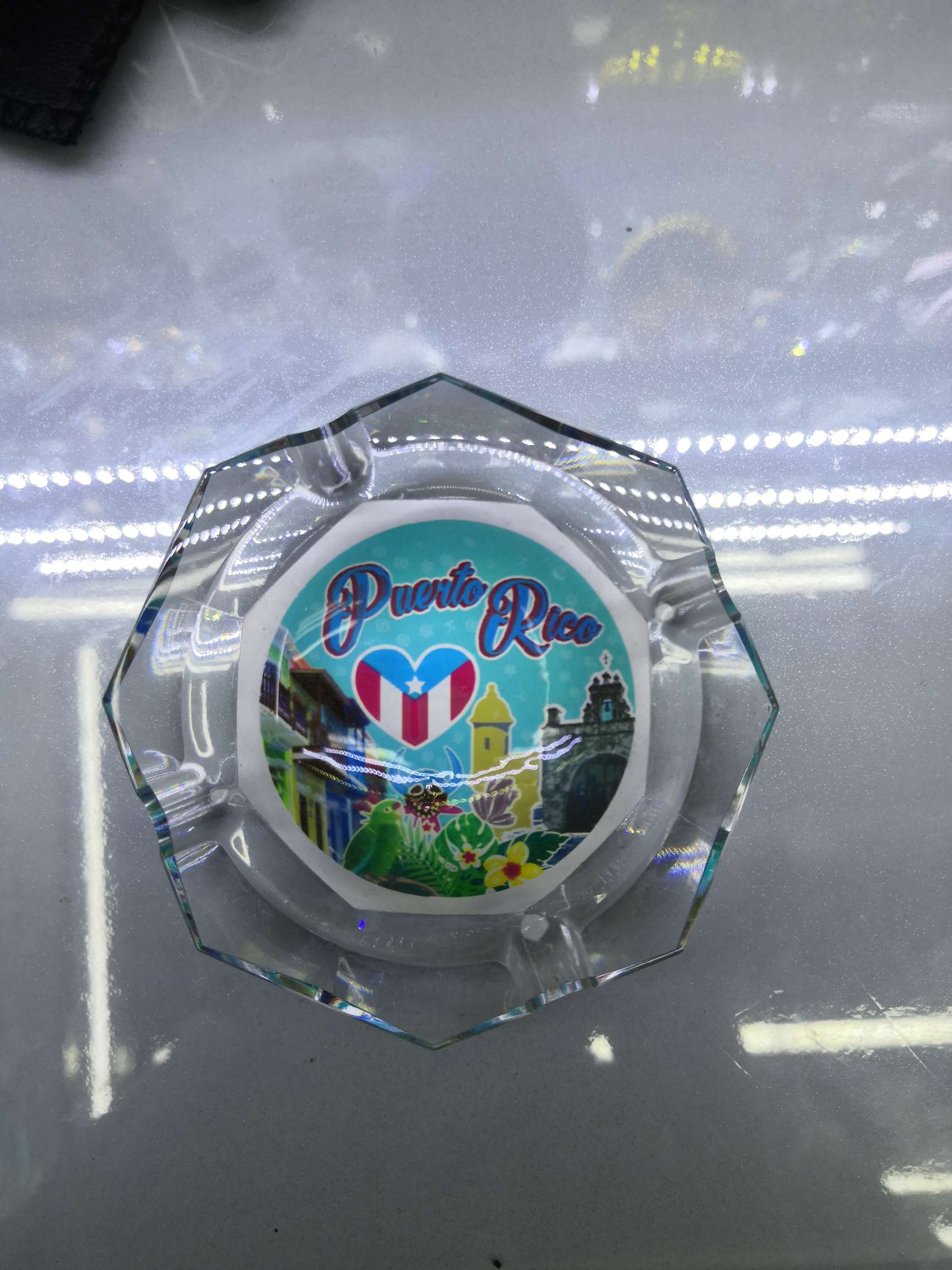 Crystal octagonal ashtray by Yanfan Crystal Craft 7951 Custom crystal Glass souvenir Illustration Craft decoration Specification image