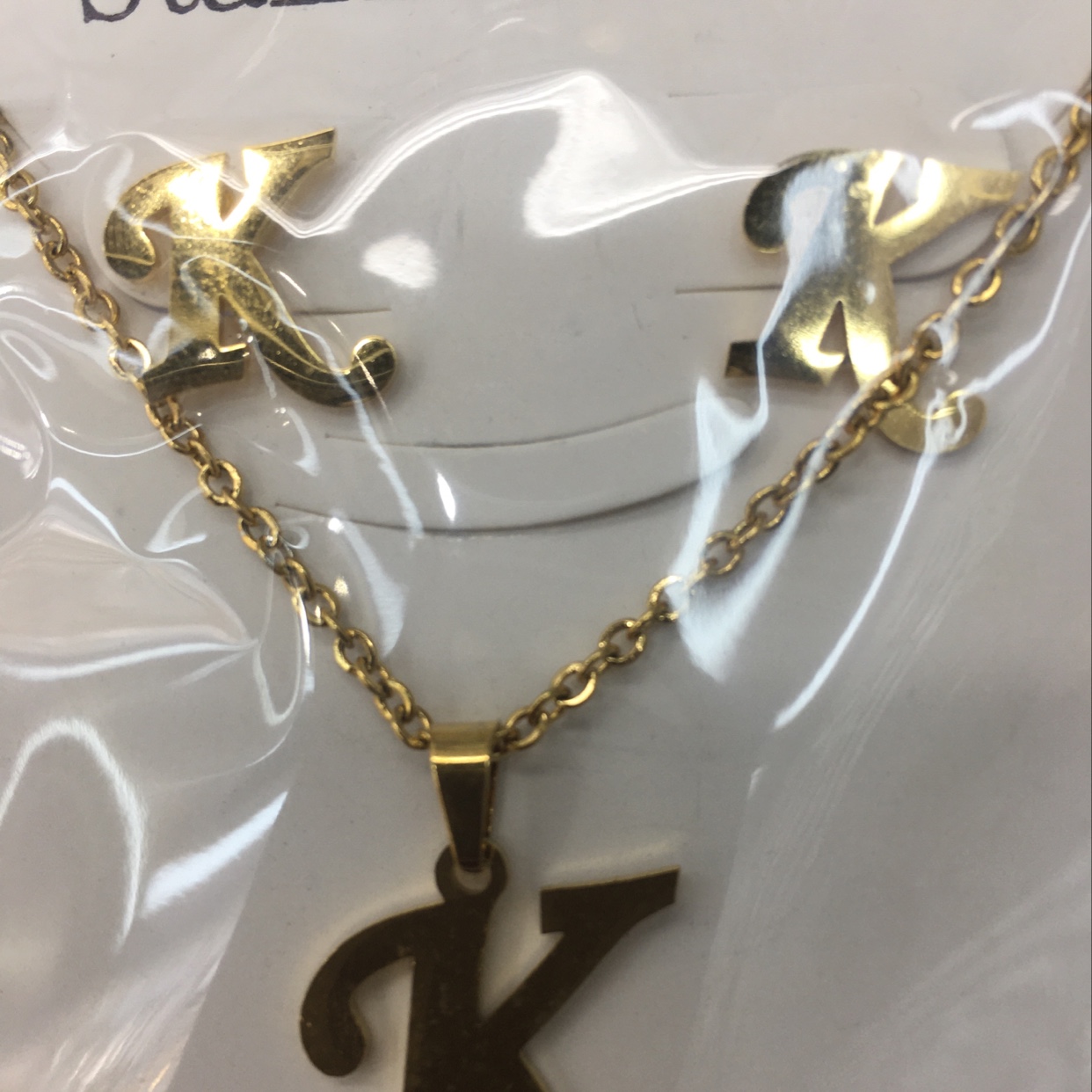 韩版钛钢项链不锈钢项链字母项链K项链细节图
