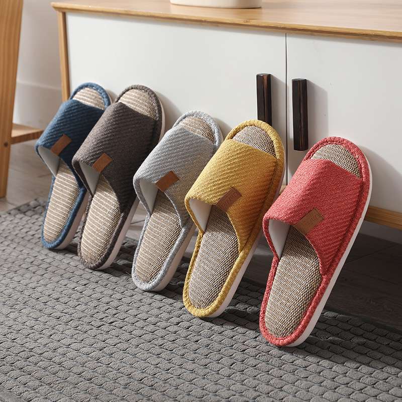 2021 new summer slippers for women couples, indoor couples, home use, warm floor, anti-slip linen slippers Item Picture
