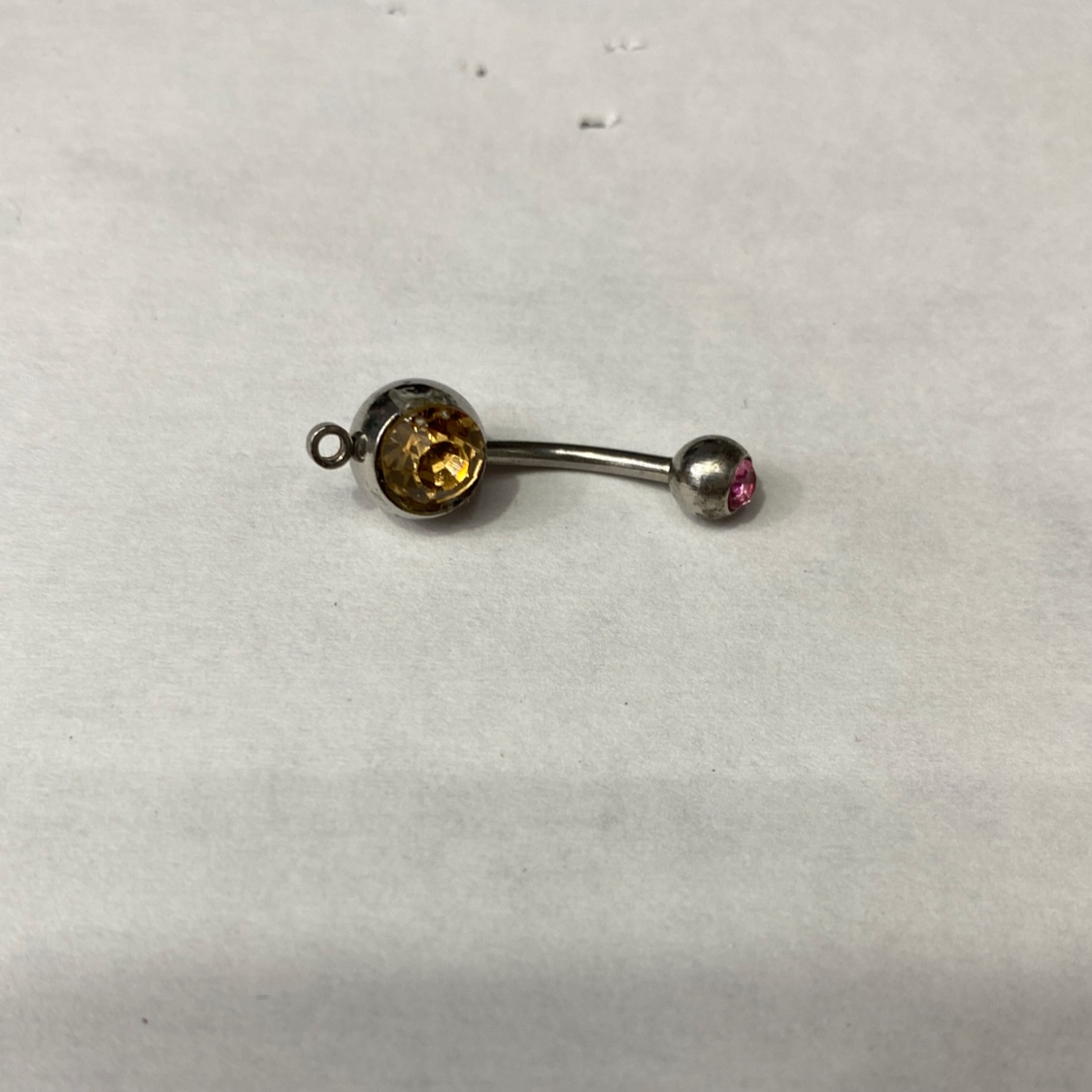 欧美爆红不锈钢浅黄色钻肚脐钉简约个性潮流网红爆款穿刺饰品