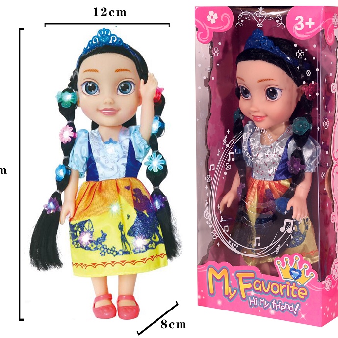 Vinyl doll girl toy Princess series with lights and music mixed set 09801b