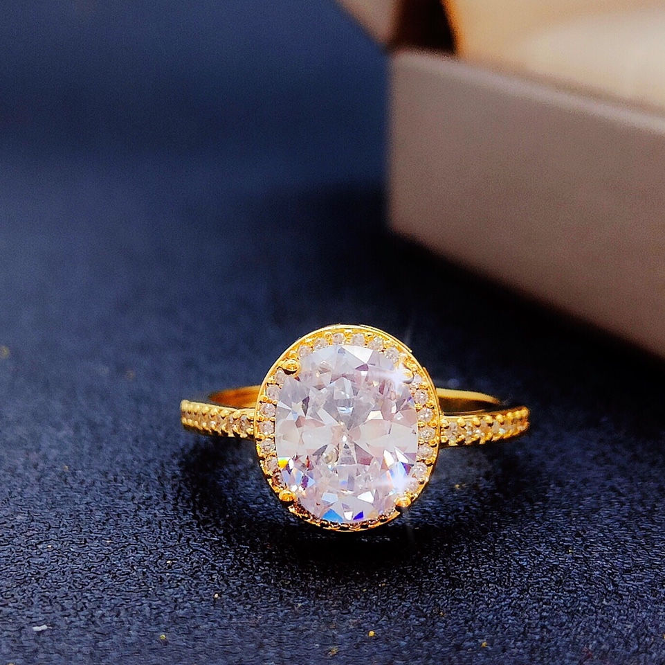 Copper plated gold, Moissanite series ring, long lasting color