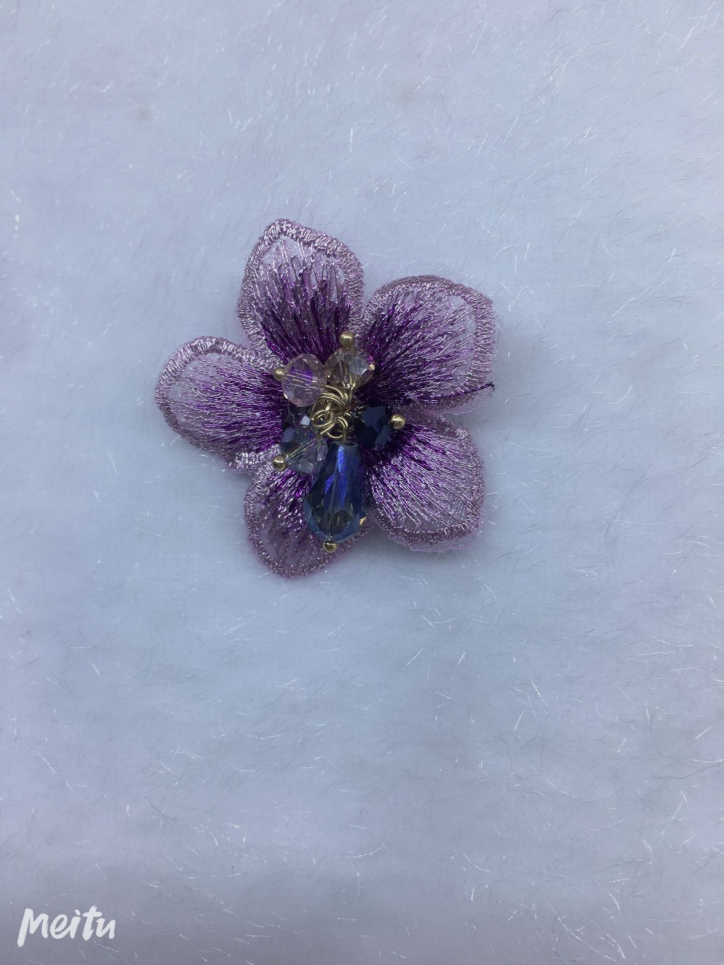 diy embroidered crystal jewelry hairpins, Korean retro flower headwear, clothing accessories, earrings, brooches and accessories details Picture