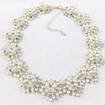 European and American fashion explosion simple alloy flower composition exaggerated necklace