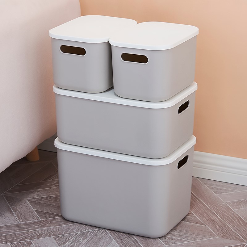 塑料收纳箱子装书整理箱有盖大号衣服玩具收纳盒桌面收纳篮储物筐详情1