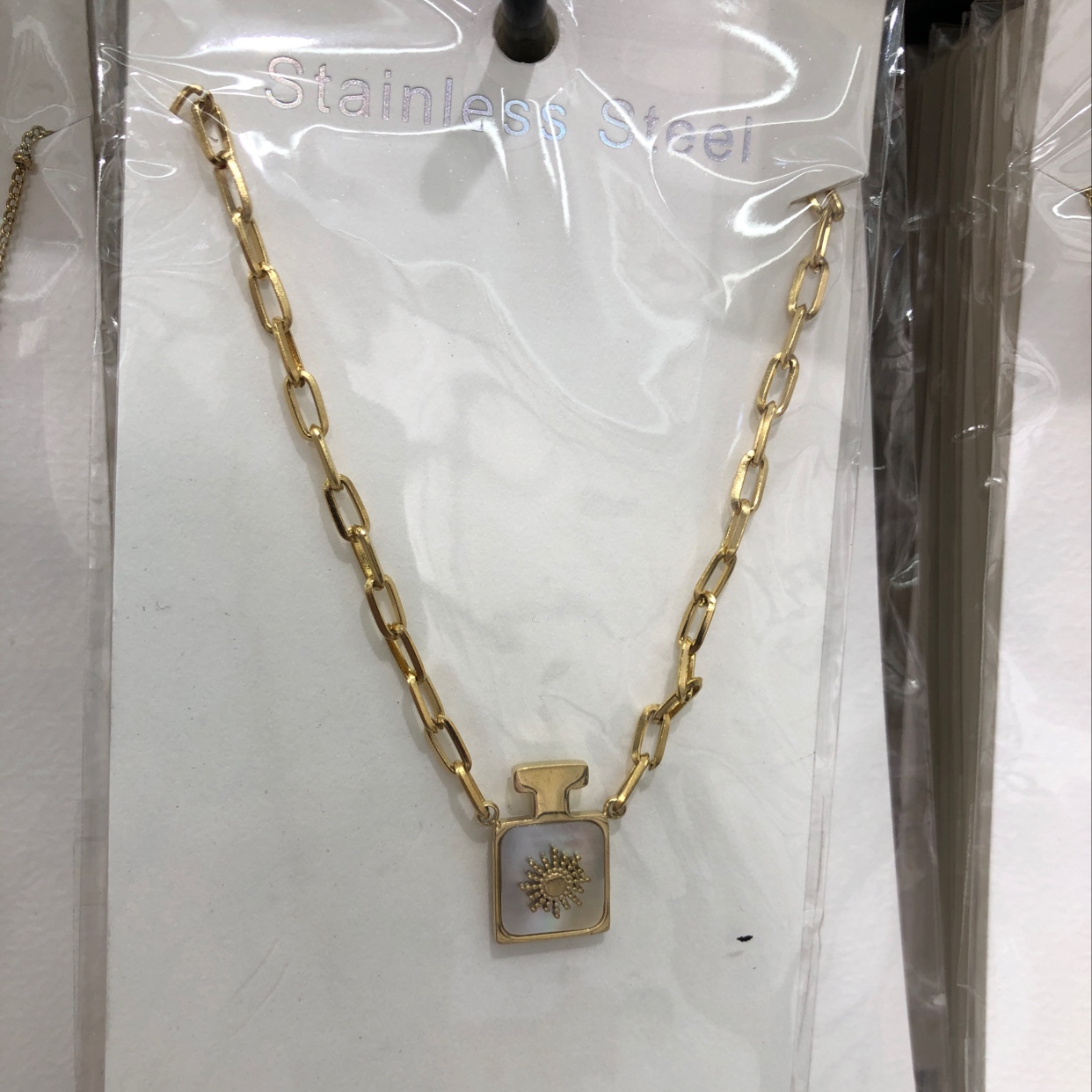 316钛钢单层项链 镀真金