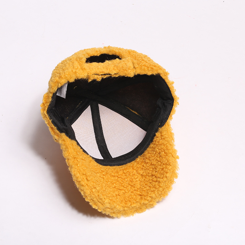 South Korea Instagram Lamb Velvet Cap Children Big Face Wide Eaves Winter Korean Version Of Fashion All Thick Ball Ball Cap undefined