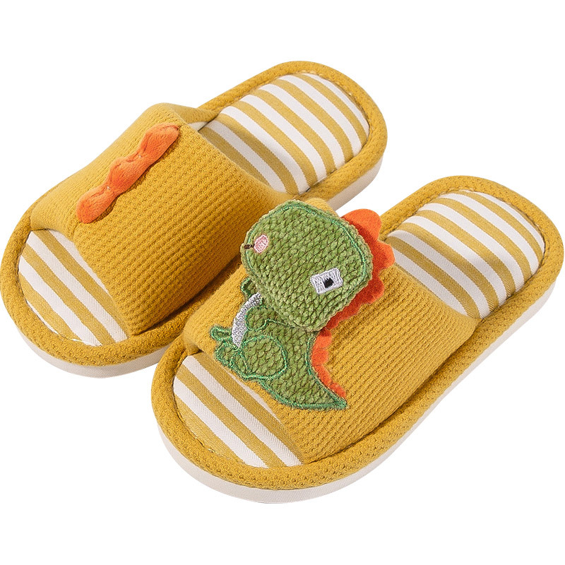Little Deer Mili Children's Slippers Spring and Autumn style Dinosaur Linen slippers Home anti-slip soft-soled indoor slippers Application Scenario