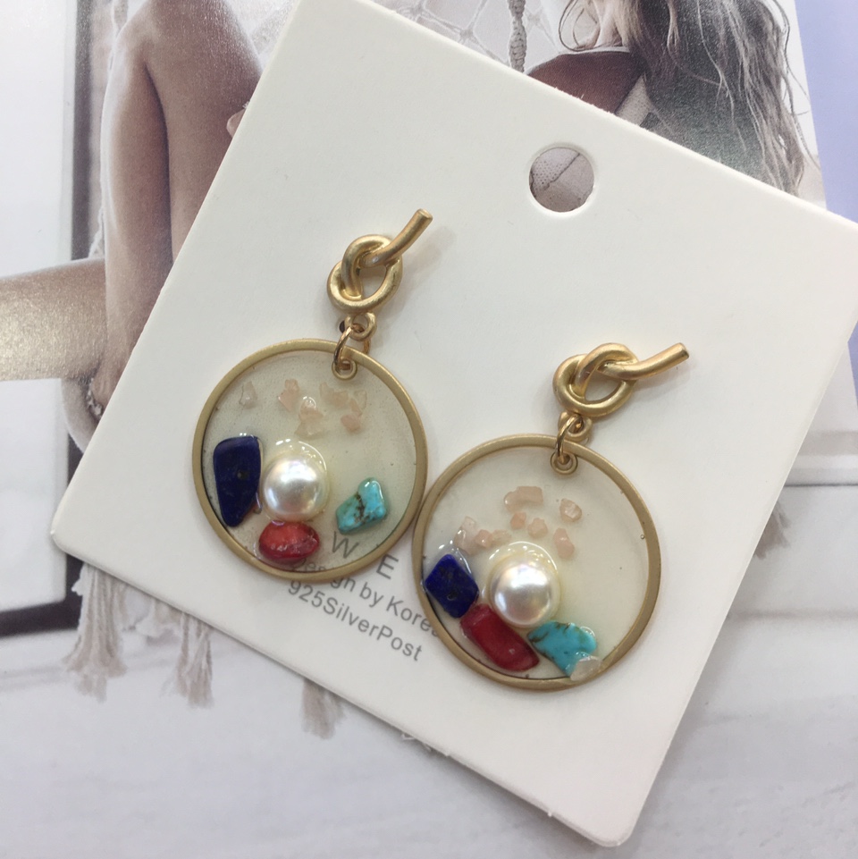 Internet explosion 925 silver needle transparent craft jewel pearl earring girl