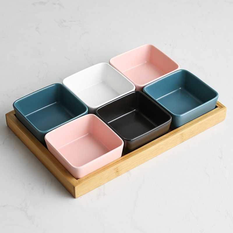 方圆陶瓷竹木分格陶瓷酒店足浴美容零食干果餐厅早餐配料火锅蘸料调料味碟FY6245454详情图9