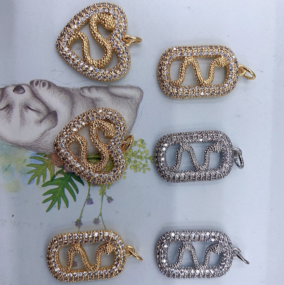 Electroplated real gold heart snake-shaped pendant