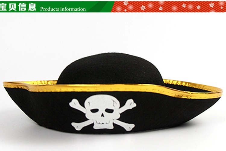 Halloween pirate hat, masquerade ball, party, performance props, Caribbean pirate captain, pirate headwear detail image 3