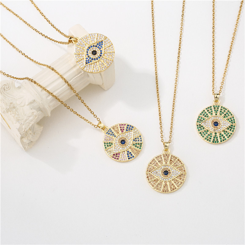 A popular cross-border new product in Europe and America, the copper micro-inlaid Devil's Eye necklace for women, plated with real gold details Picture