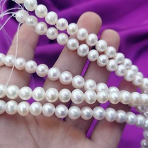 珠宝AAAA8-9mm珍珠项链强光近圆白色淡水半成品散珠diy手工