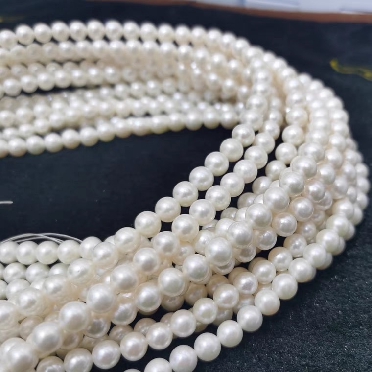 天然淡水珍珠7-8mm正圆珍珠项链 半成品散珠diy手工链送妈妈产品图