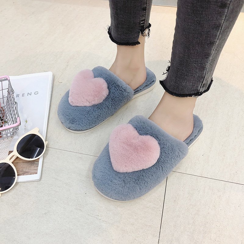 Baotou Indoor Home Female Cotton Drag Autumn And Winter New Korean Version Of Love Plush Warm Slippers Specification drawing