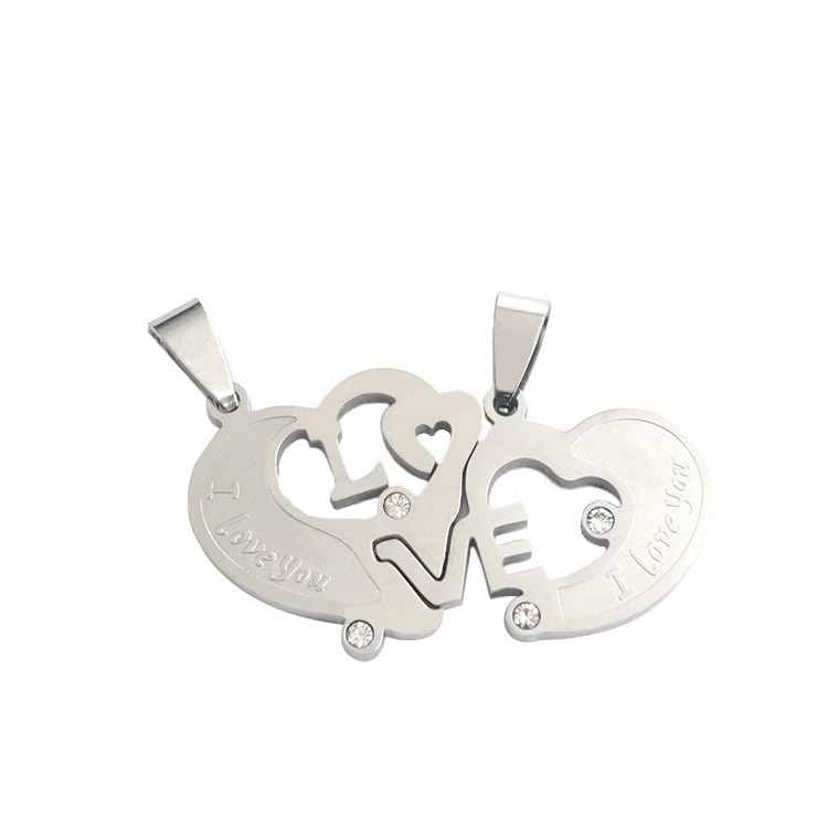 European and American creative titanium steel pendant couple heart-shaped stainless steel necklace couple Amazon cross-border explosion