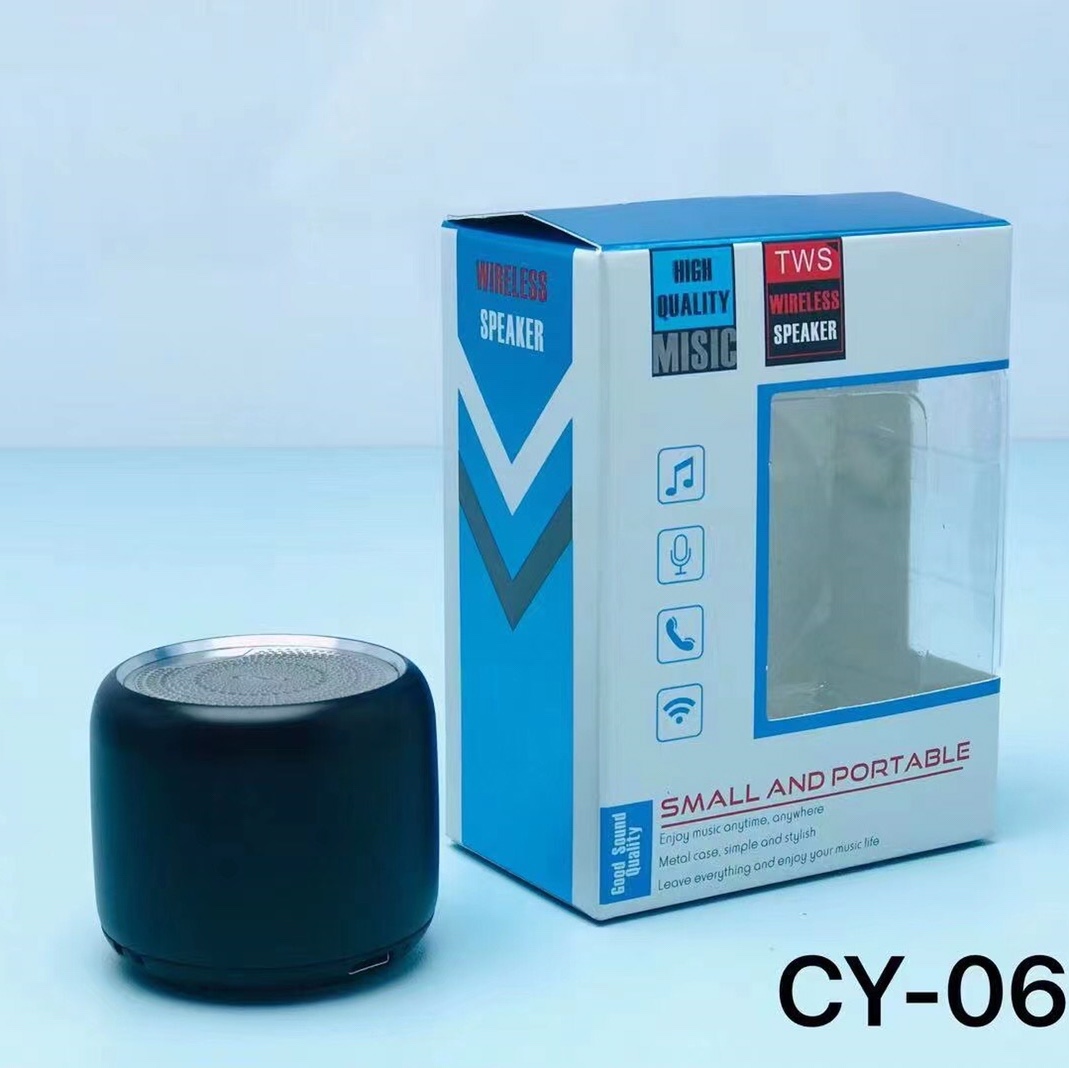 The new MINI speaker CY-06
Product size: 40.5*40.5* 33.7MM
Outer box size: 40*26*42 CM
Packing number: 1