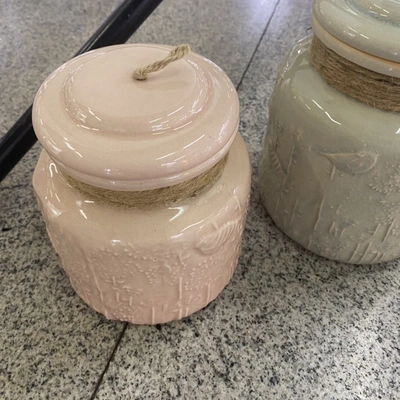 Pink Ceramic Storage Tank Shun Fan Process 056 Ceramic Vase Ceramic Building Storage Tank Ceramic Home Crafts Ceramics