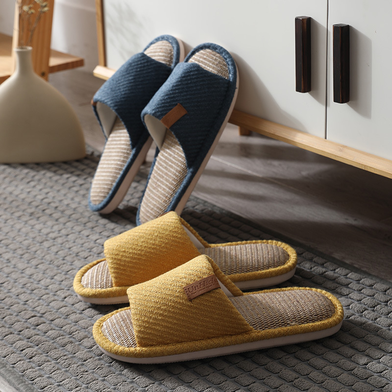 2021 new summer slippers for women couples, indoor couples, home use, warm floor, anti-slip linen slippers Application Scenario