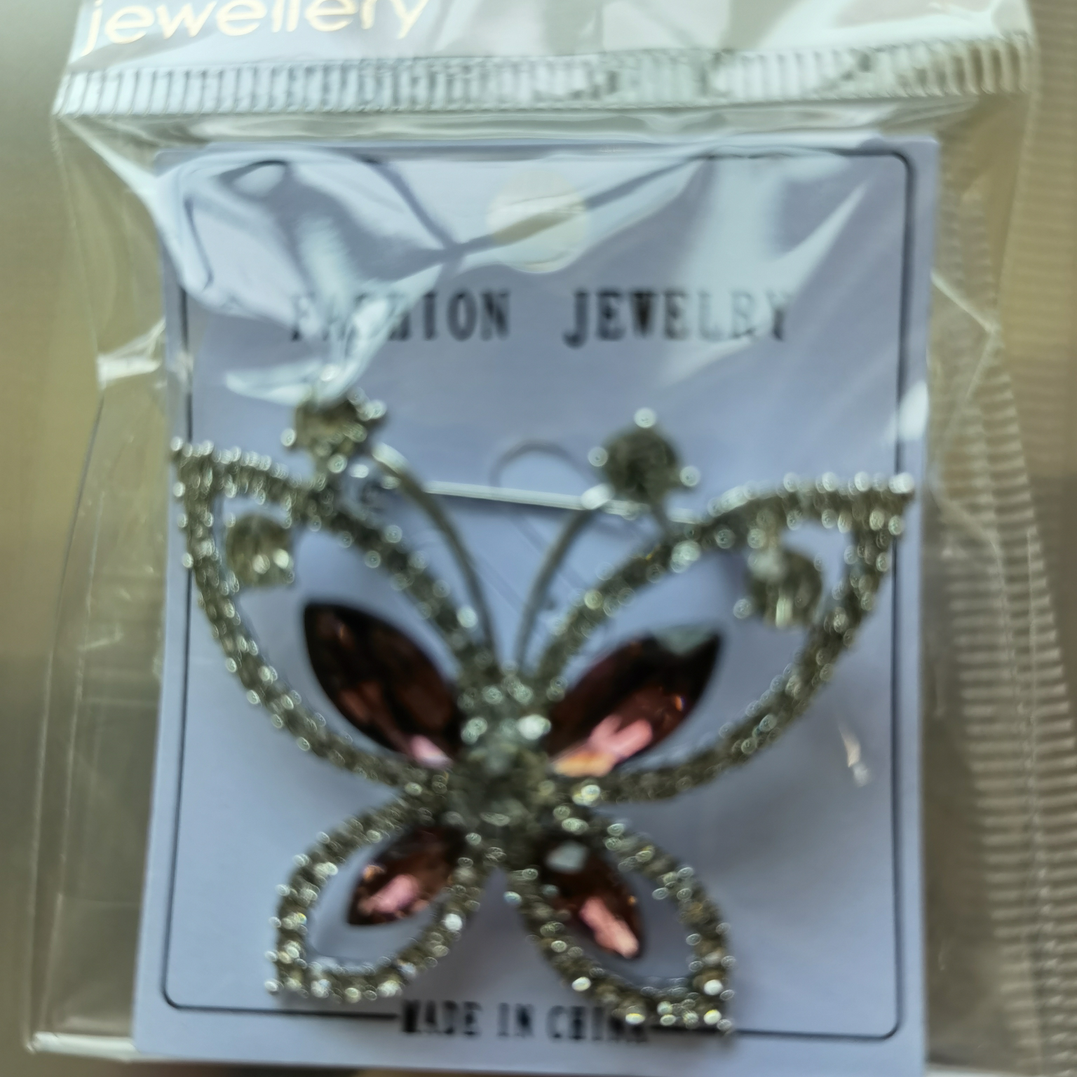 Butterfly glass fashion all-in-one brooch for women