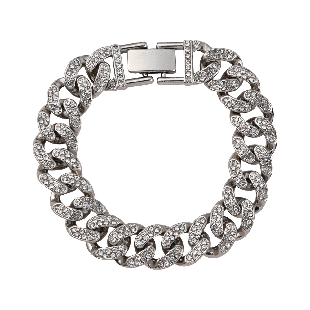 锌合金古巴链满钻链条