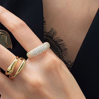 Geometric high sense fashion temperament diamond zircon ring