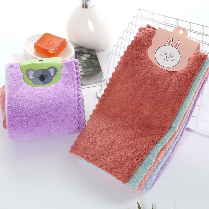 Qiao Mei Daily Necessities Square Towel 30* 30 high-density Coral fleece Soft Absorbent thickened Gift Customized wholesale Children's face wash square towel pic 7