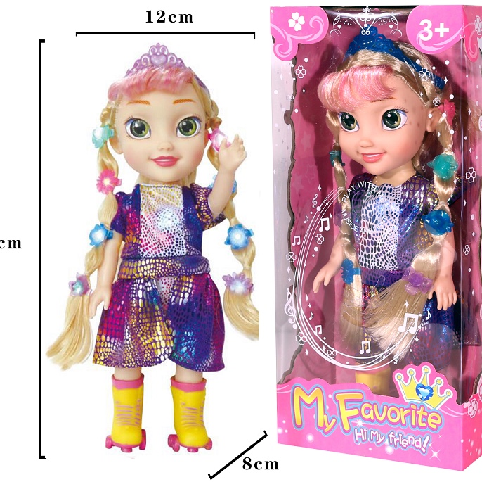 Vinyl doll girl toy Princess series with lights and music, multiple mixed sets 09812a