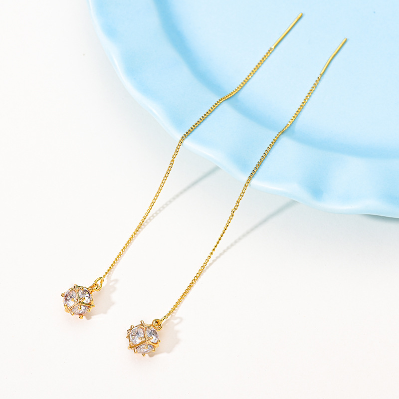 2021 Live-streaming bestseller 925 Silver Needle Gold-plated Zircon ear Thread Women's Niche simple earrings and fashionable earrings wholesale detail image 10
