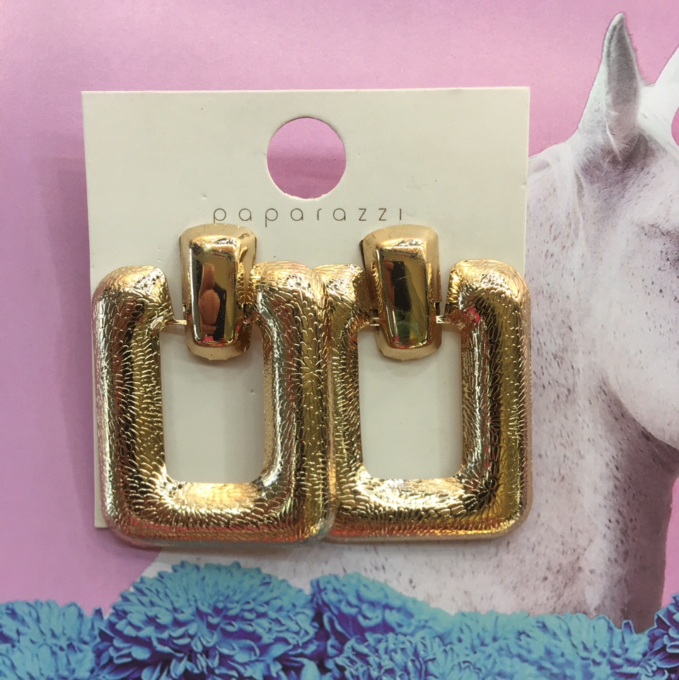 Network explosion 925 silver needle real gold electroplated metal square needle earring girl