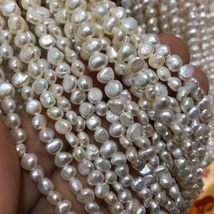 7-8mm两面光珍珠项链半成品 异形巴洛克天然淡水散珠diy白色