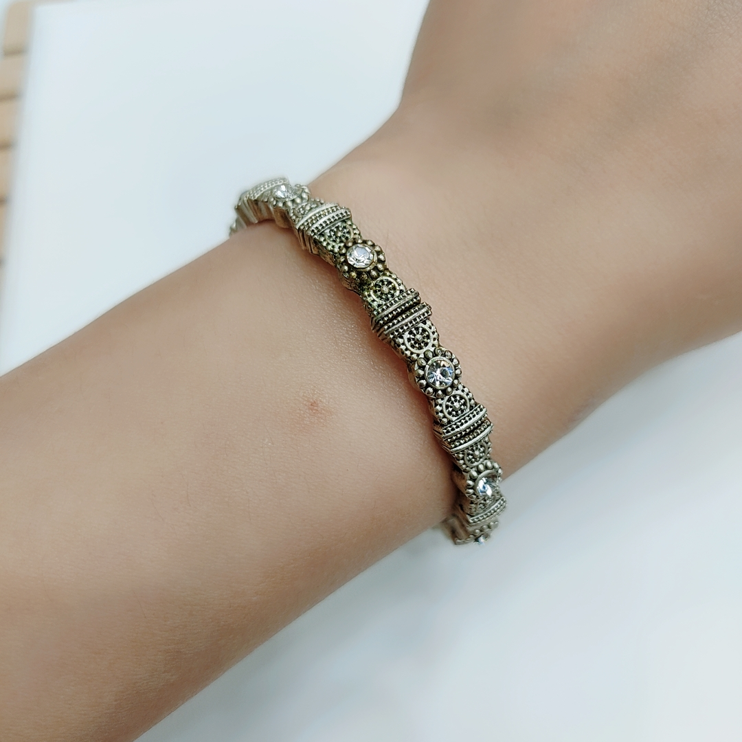 Retro niche designer pure silver sweet gift, birthday Internet celebrity versatile, heavy heavy diamond chain bracelet
