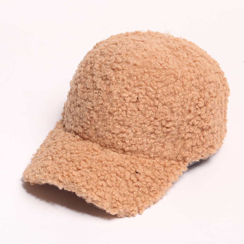 South Korea Instagram Lamb Velvet Cap Children Big Face Wide Eaves Winter Korean Version Of Fashion All Thick Ball Ball Cap Item Picture